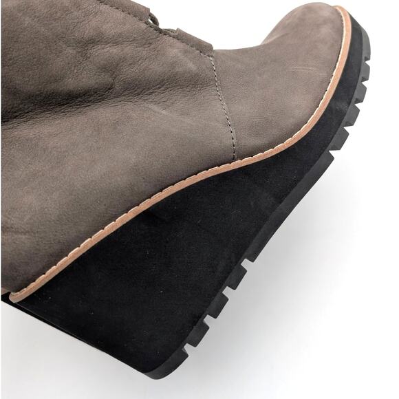 Eileen Fisher Alpine Shearing Leather Wedge Booties Graphite Size US10 EU41 - Picture 10 of 10